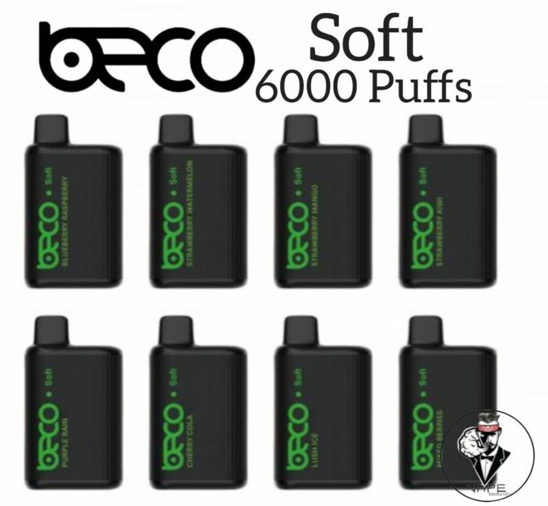 Beco Soft 6000 disposable vape, 1500mAh battery icon, no charging hassle, long-lasting disposable vape battery - BECO Soft 6000 Puffs, Available With Vape Emirates.