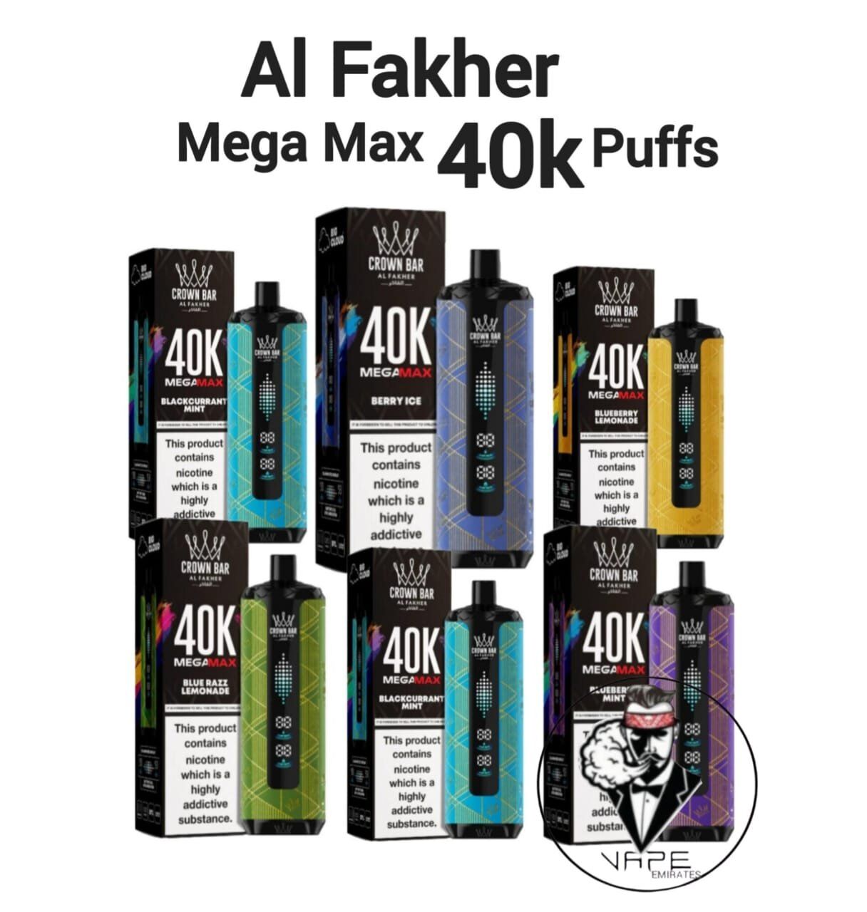 Al Fakher Crown Bar Mega Max 40k Al Fakher Crown Bar Mega Max 40k